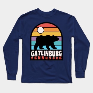 Gatlinburg Tennessee Bear Badge Retro Sunset Long Sleeve T-Shirt